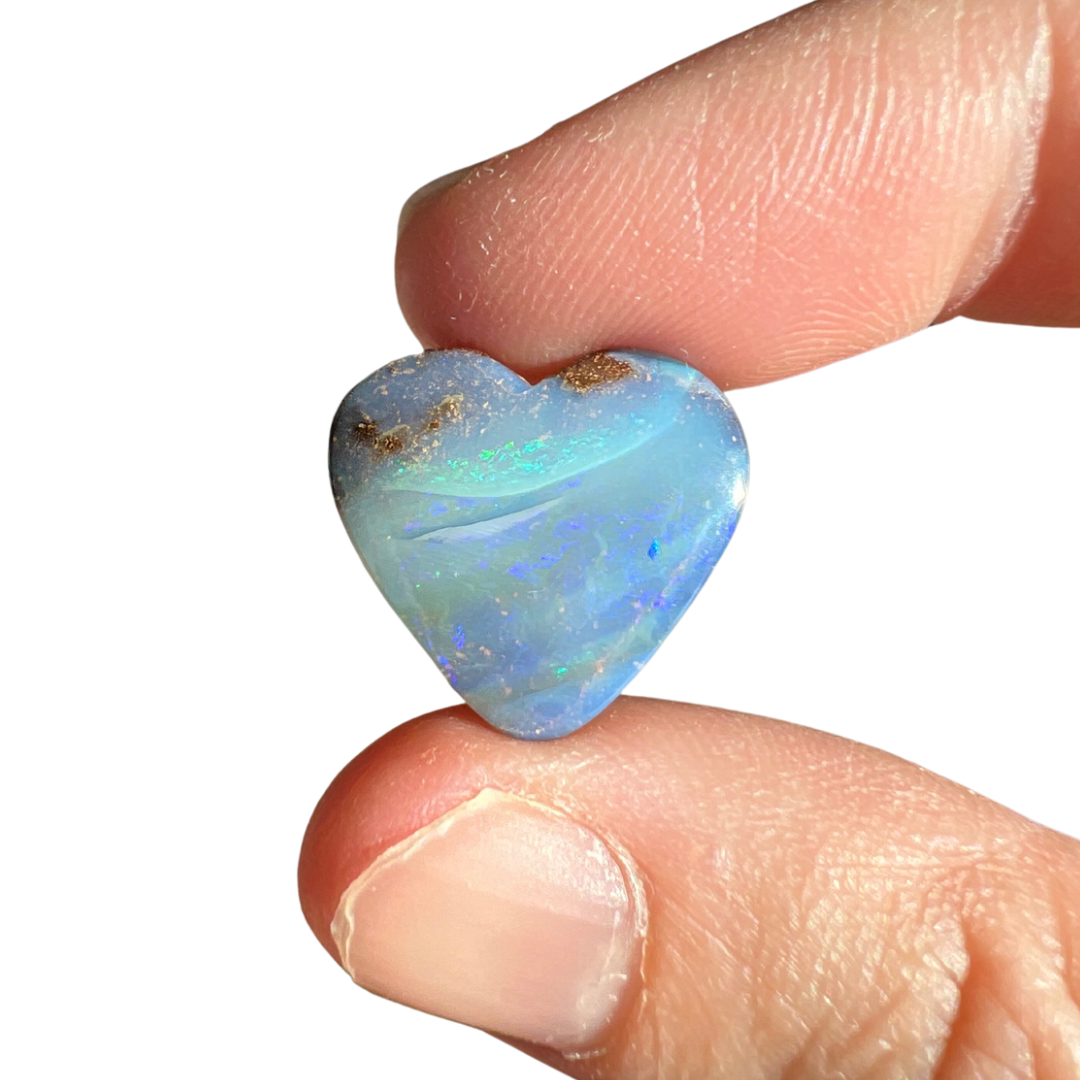 7.12 Ct blue-green heart boulder opal