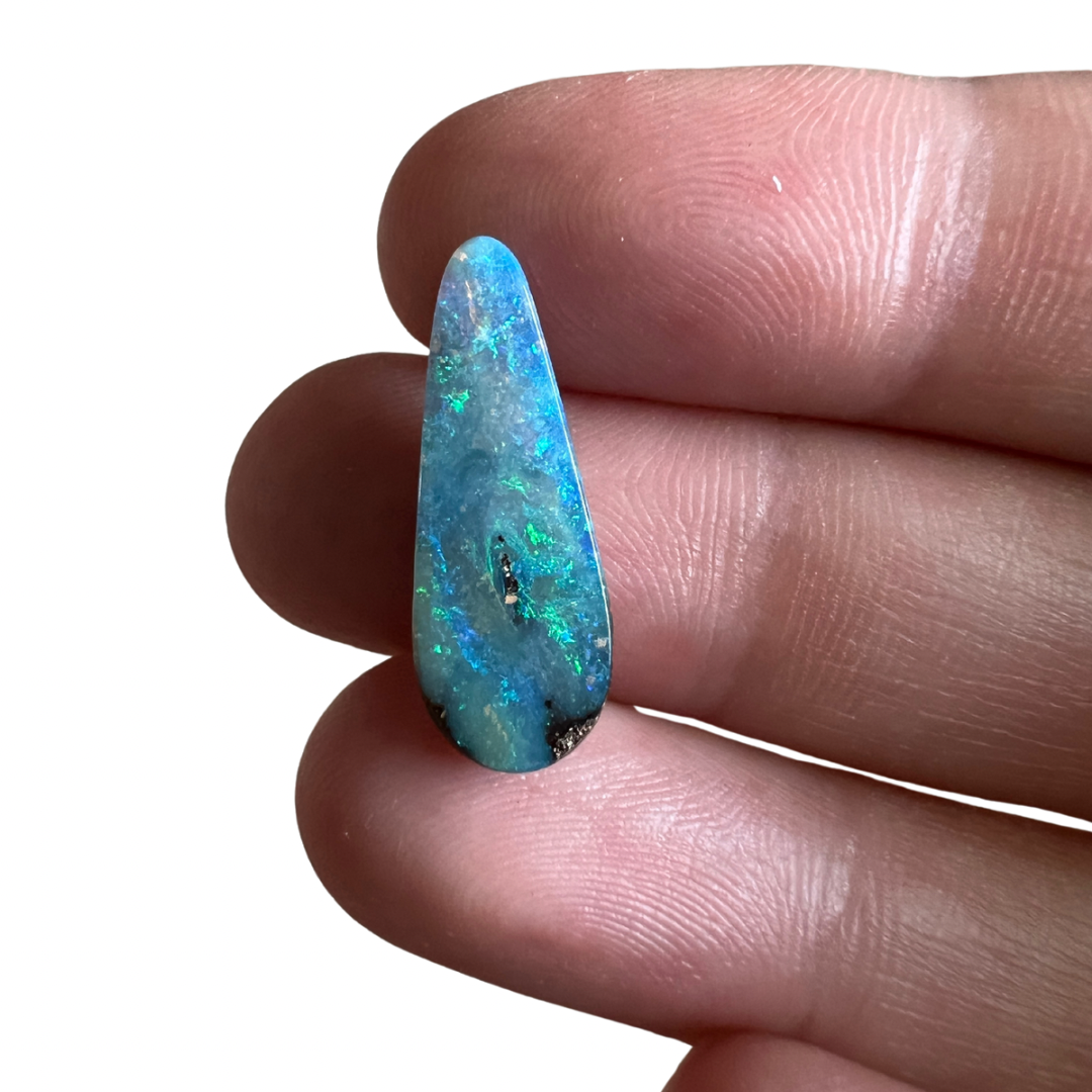 3.98 Ct green-blue teardrop boulder opal