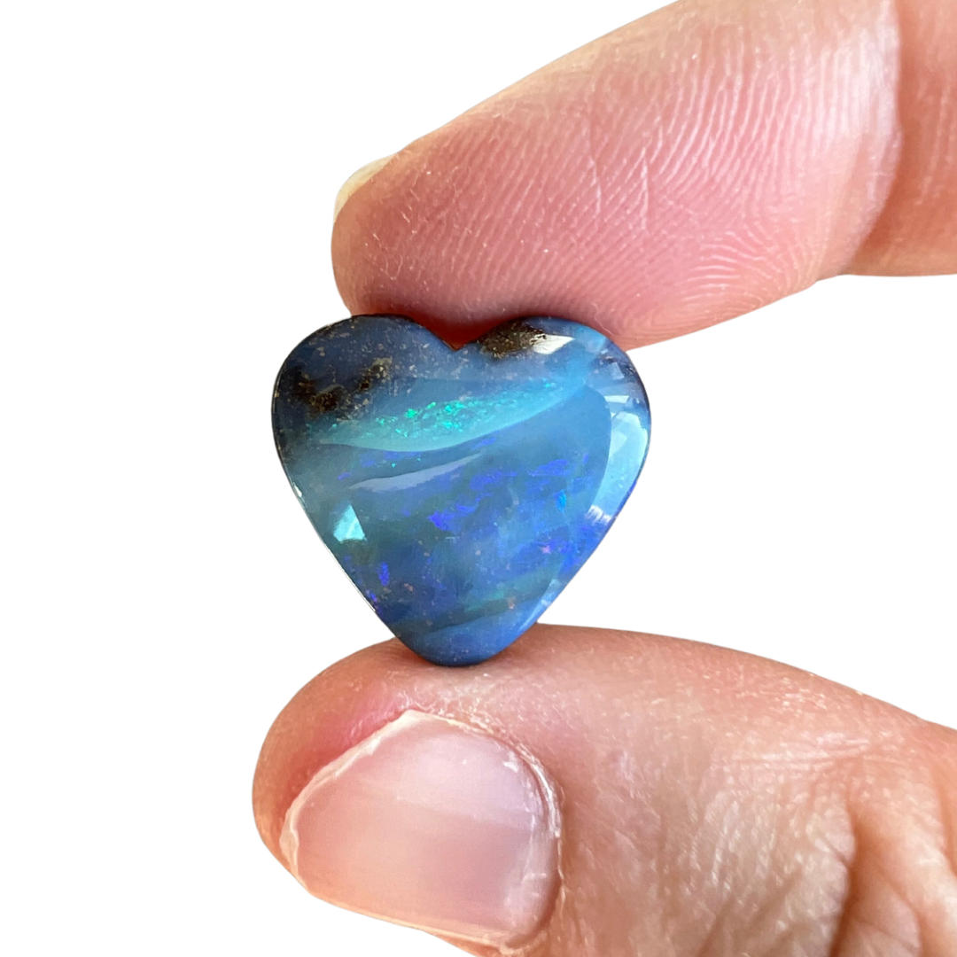 7.12 Ct blue-green heart boulder opal
