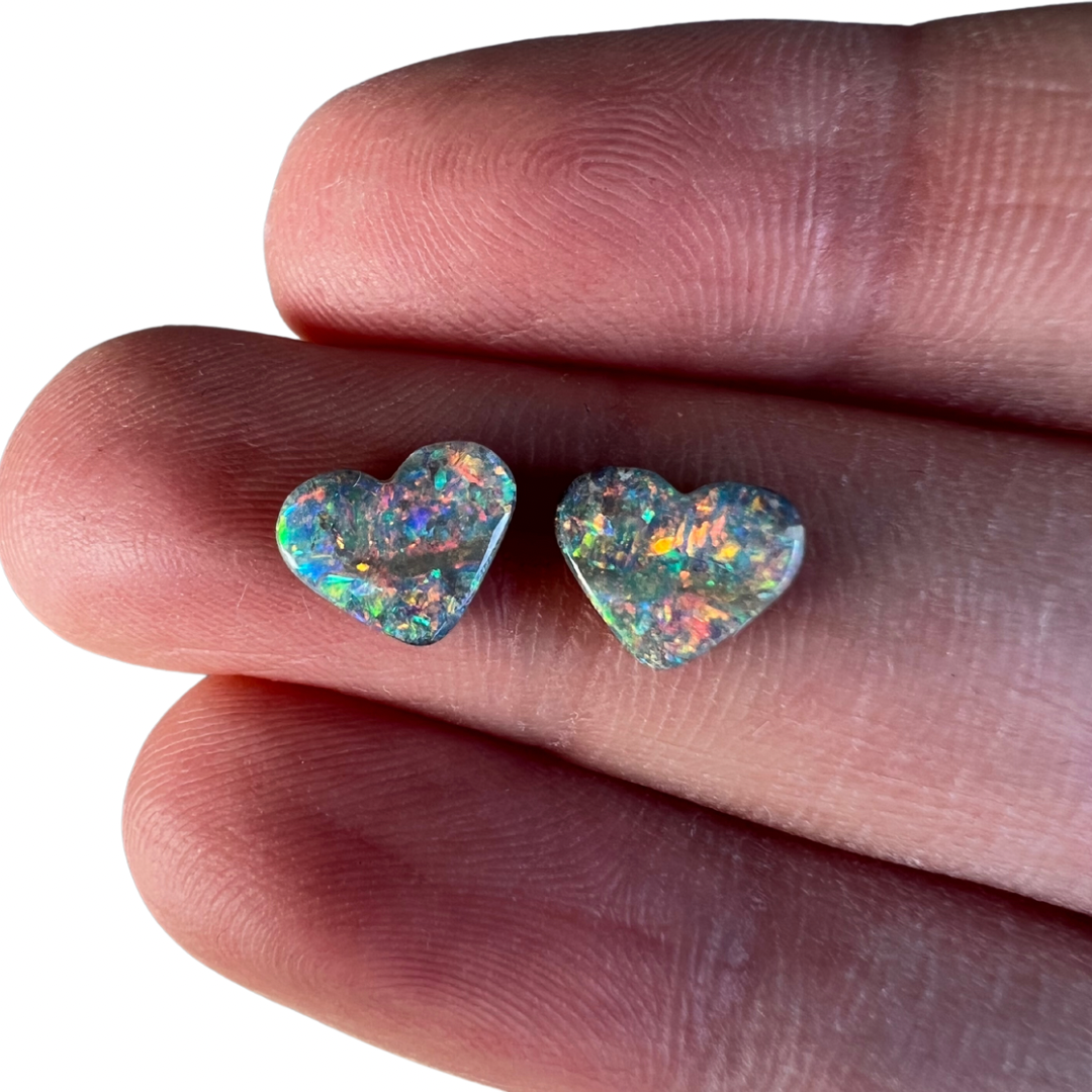 1.92 Ct extra small heart boulder opal pair