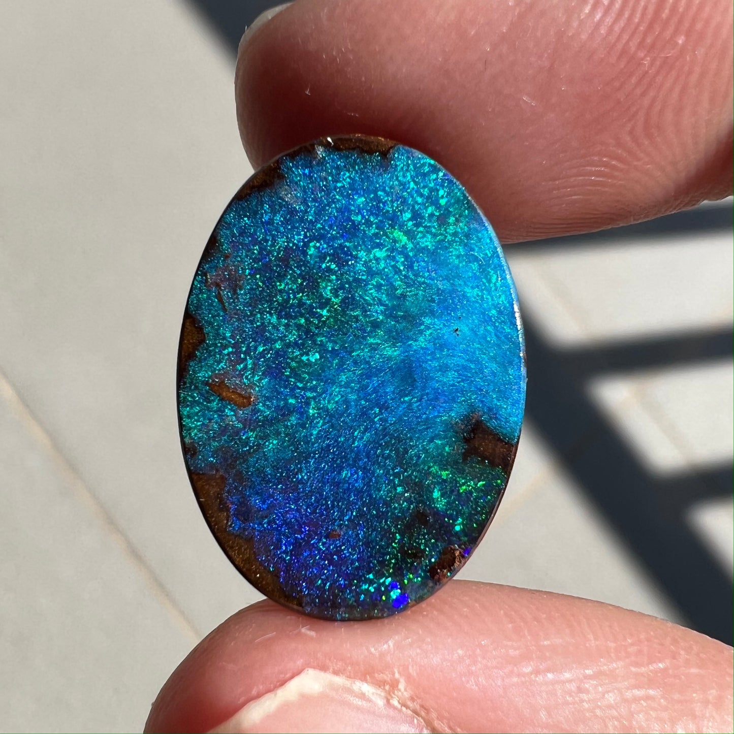 11.13 Ct bright green-blue boulder opal