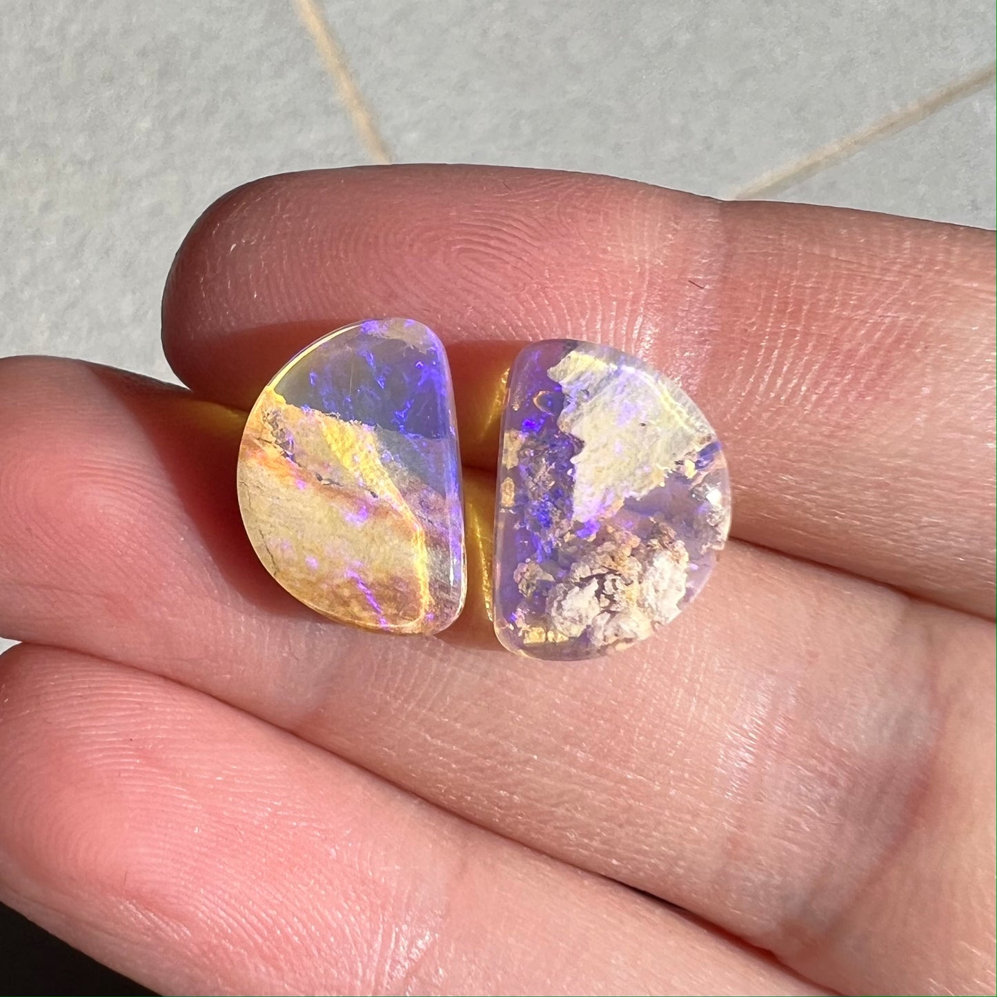 5.83 Ct purple wood replacement opal pair