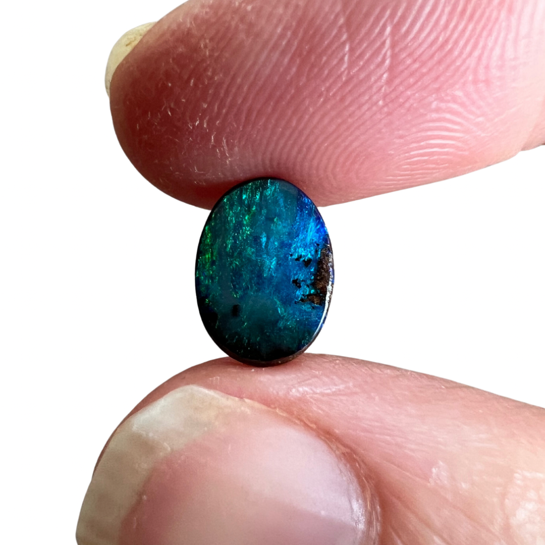 1.21 Ct green-blue oval boulder opal