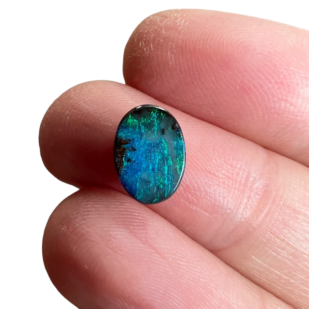 1.21 Ct green-blue oval boulder opal